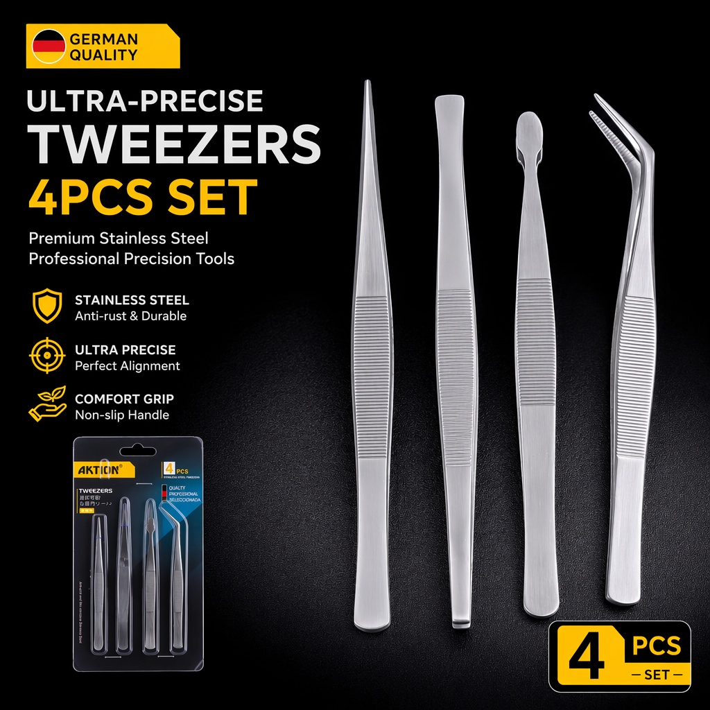 Diy Electronics Repair - 4Pcs Professional Precision Tweezers Set, German