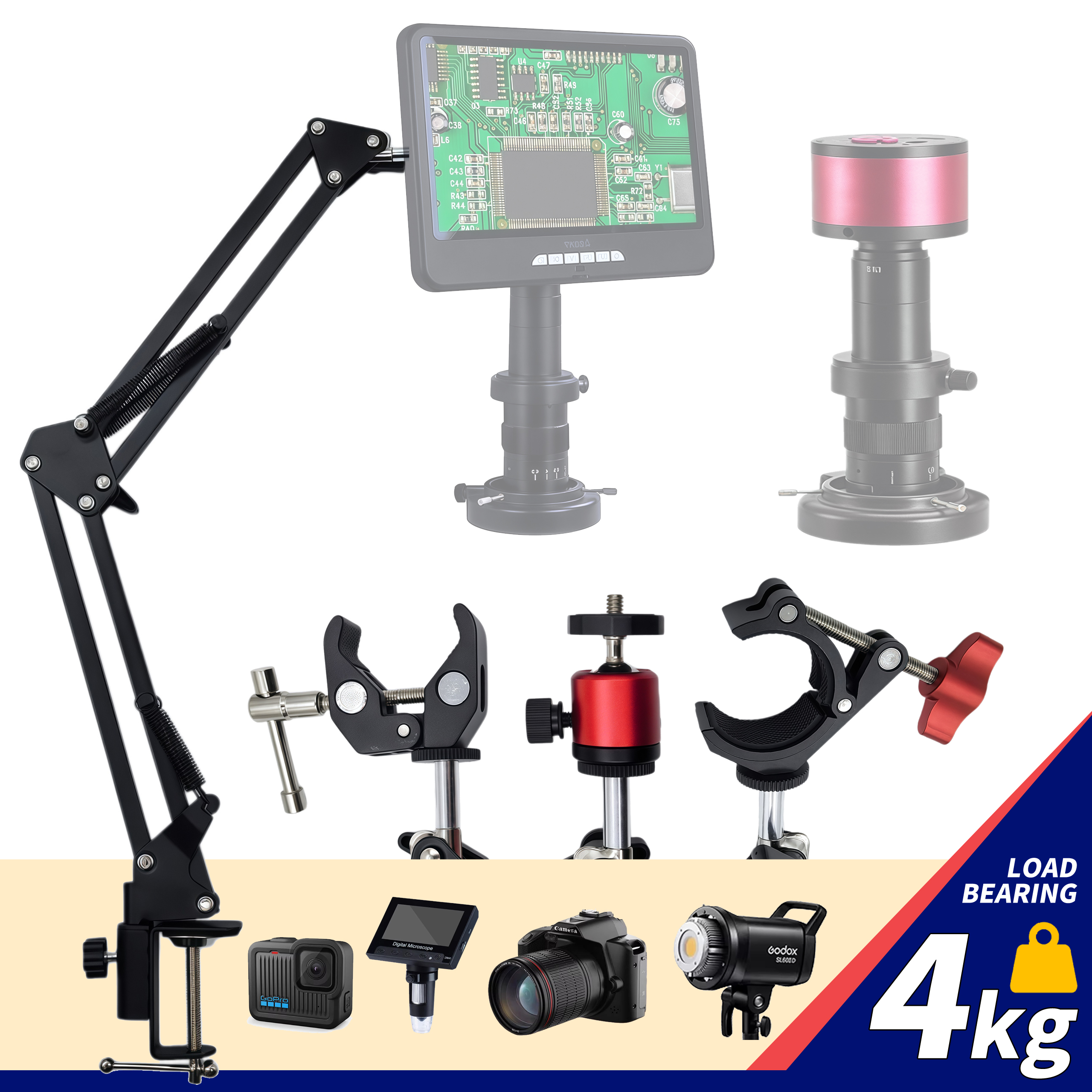 Adjustable Microscope Stand 4k - Diy Electronics Microscope incelemesi ve fiyatı