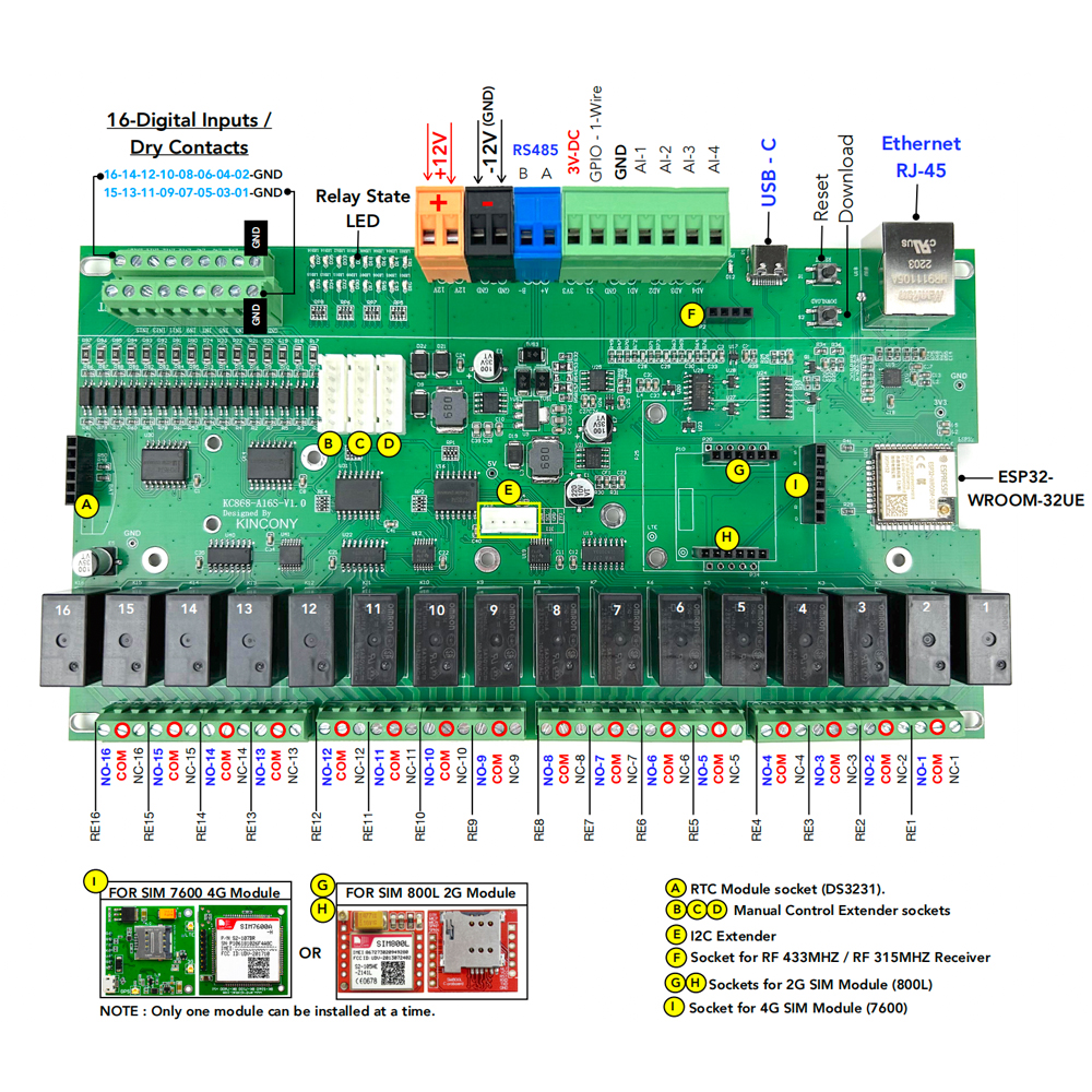 KC868-A16S 16CH ESP32 Relay Bo - Rtc Module Ds3231 incelemesi ve fiyatı