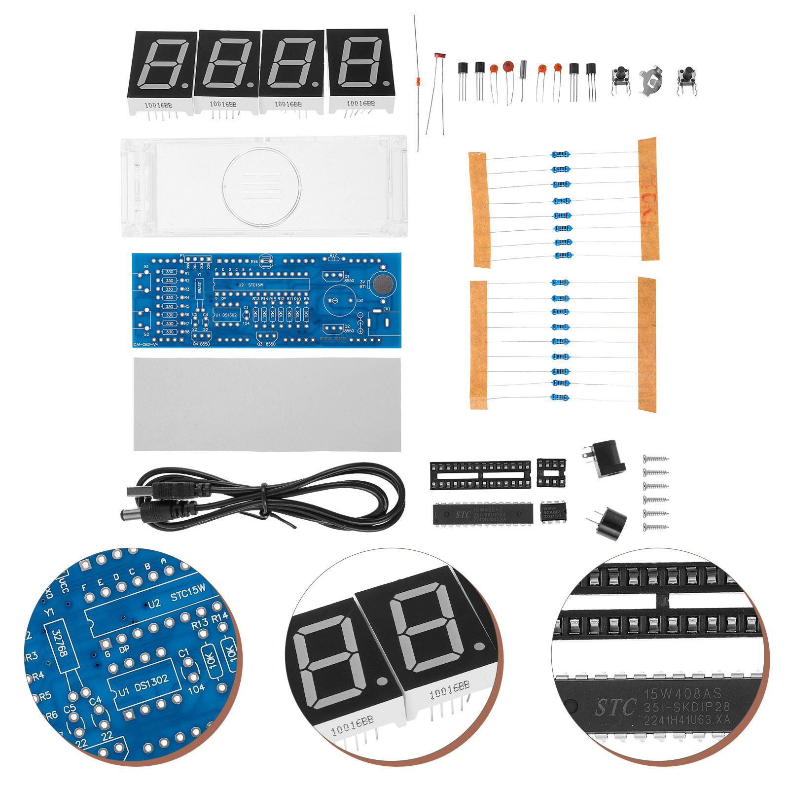 1Set Scm Digital LED Clock Kit - Diy Electronic Components incelemesi ve fiyatı