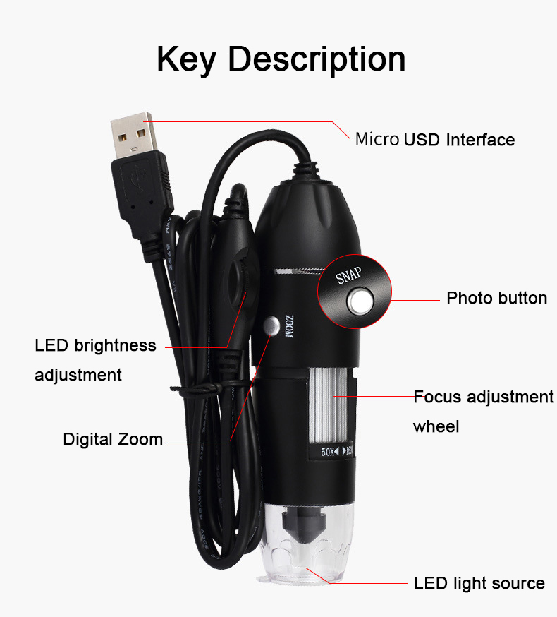 USB Digital Microscope 500X/10 - Diy Electronics Microscope incelemesi ve fiyatı