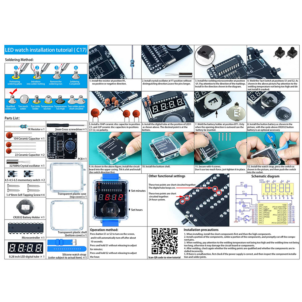 DIY Electronic Watch Kit 0.28' - Diy Electronics Youtube incelemesi ve fiyatı