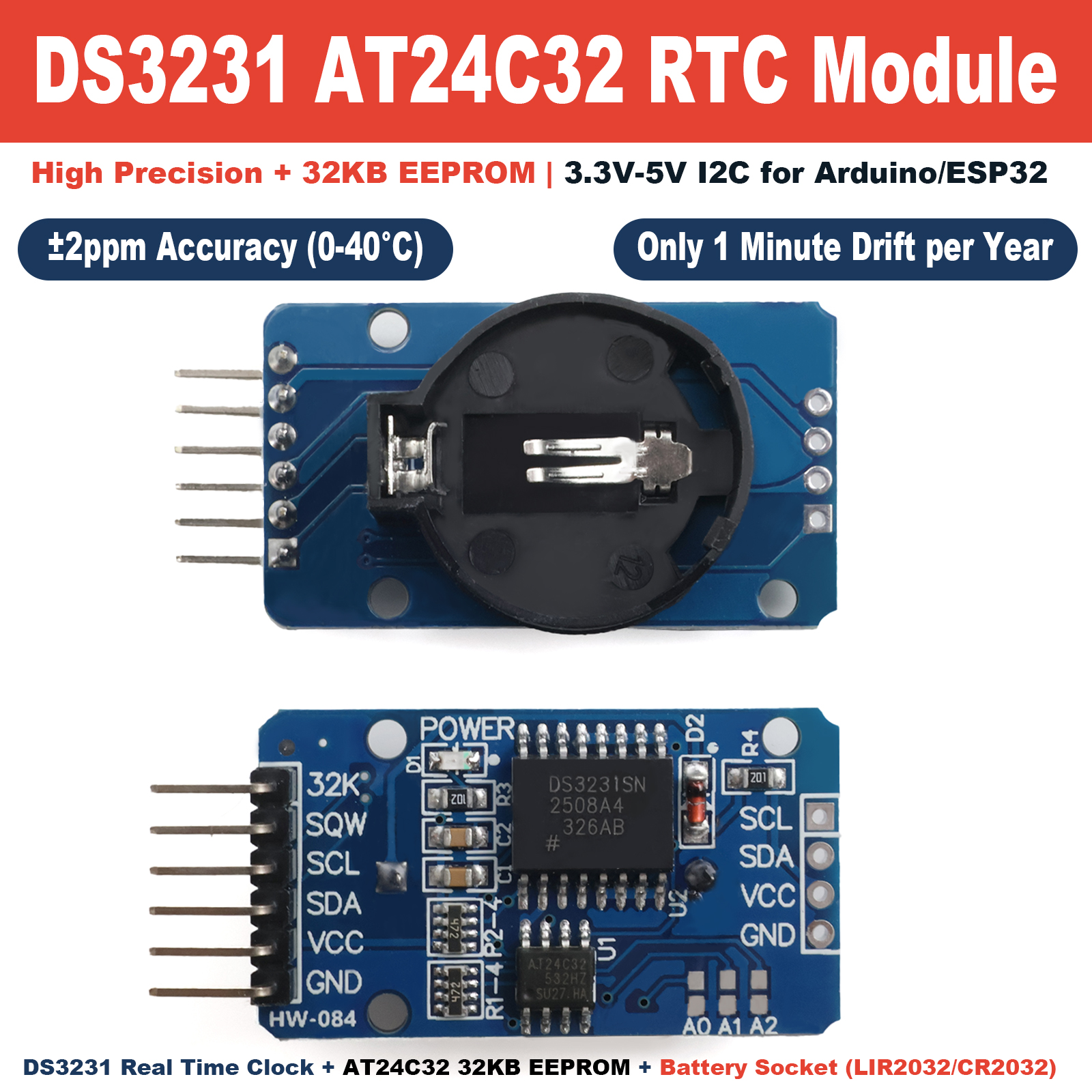 DS3231 AT24C32 IIC Precision R - Rtc Module Ds3231 incelemesi ve fiyatı